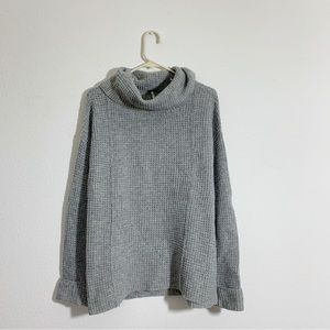 Free People Grey Wool Sidewinder Crop Slouch Neck Sweater Size Medium